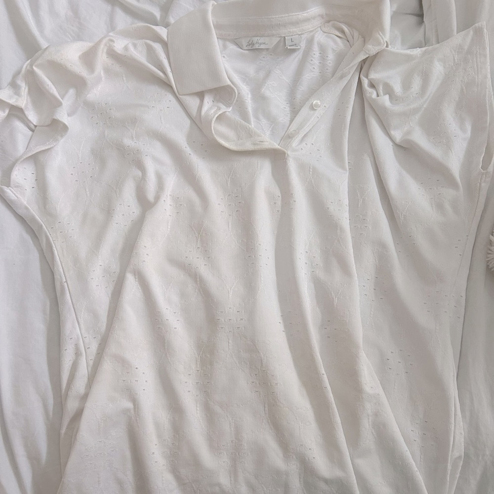 Lady Hagen Women's Eyelet Dolman Golf Polo Shirt - Pure White